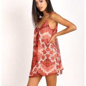 Show Me Your Mumu Mini Dress Floral Print Red Boho Spaghetti Strap XS